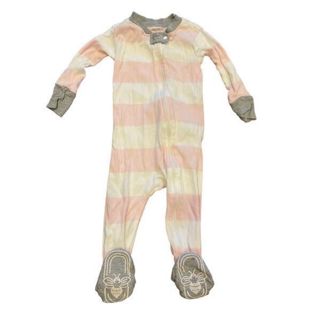 Burt's Bees Baby Pink & White Rugby Stripe Organic Cotton‎ Zip Sleeper - Blossom